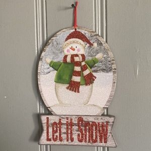 NWT Glittered Let It Snow Snowman ⛄️ Snow Globe Holiday Decoration Sign